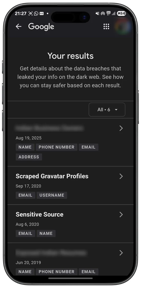 Παράδειγμα εργαλείου αναφοράς Google Dark Web